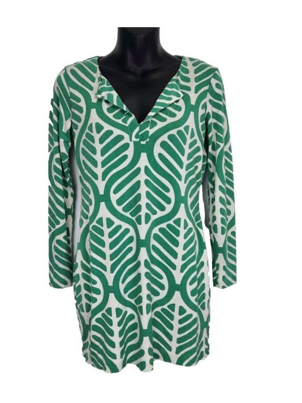 Diane von Furstenberg Reina Dress Green & Cream Leaf Print Silk Dress